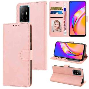 For OPPO A94 5G / Reno5 Z / F19 Pro+ Fantasy Skin-feel Calfskin Texture Leather Phone Case(Pink)