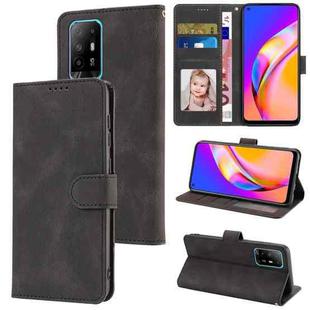 For OPPO A94 5G / Reno5 Z / F19 Pro+ Fantasy Skin-feel Calfskin Texture Leather Phone Case(Black)
