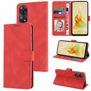 For OPPO Reno8 T 4G Global Fantasy Skin-feel Calfskin Texture Leather Phone Case(Red)