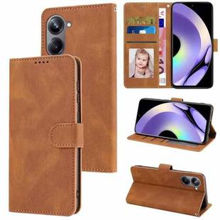 For Realme 10 Pro 5G Fantasy Skin-feel Calfskin Texture Leather Phone Case(Brown)