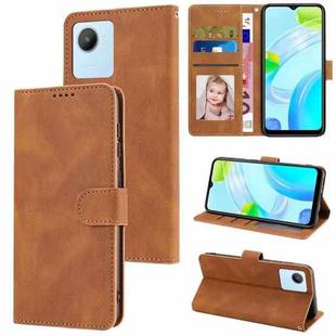 For Realme C30 4G / C30s / Narzo 50i Prime Fantasy Skin-feel Calfskin Texture Leather Phone Case(Brown)