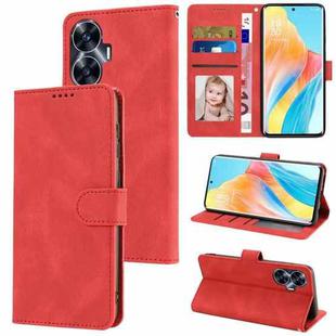 For Realme C55 4G Global Fantasy Skin-feel Calfskin Texture Leather Phone Case(Red)