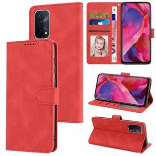 For OPPO  A54 5G / A74 5G / A93 5G / OnePlus Nord N200 5G Fantasy Skin-feel Calfskin Texture Leather Phone Case(Red)