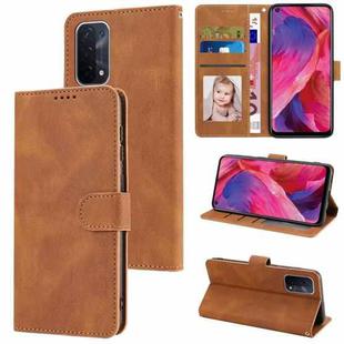 For OPPO  A54 5G / A74 5G / A93 5G / OnePlus Nord N200 5G Fantasy Skin-feel Calfskin Texture Leather Phone Case(Brown)