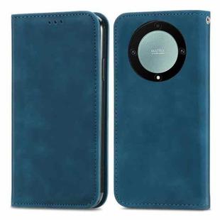 For Honor Magic5 Lite Retro Skin Feel Magnetic Leather Phone Case(Blue)