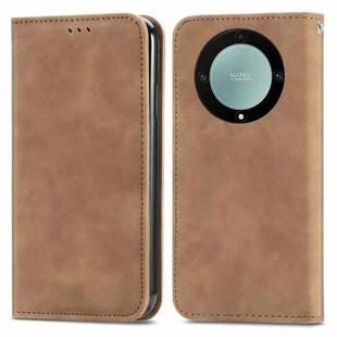 For Honor Magic5 Lite Retro Skin Feel Magnetic Leather Phone Case(Brown)
