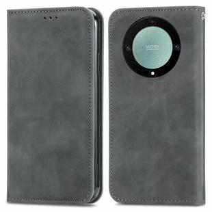 For Honor Magic5 Lite Retro Skin Feel Magnetic Leather Phone Case(Grey)