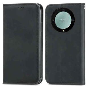 For Honor Magic5 Lite Retro Skin Feel Magnetic Leather Phone Case(Black)