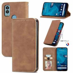For Kyocera Android One S10 Retro Skin Feel Magnetic Leather Phone Case(Brown)
