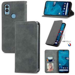 For Kyocera Android One S10 Retro Skin Feel Magnetic Leather Phone Case(Grey)