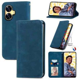 For Realme C55 Retro Skin Feel Magnetic Leather Phone Case(Blue)