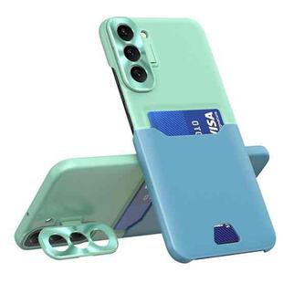For Samsung Galaxy S22 5G Two-Color Invisible Lens Holder Phone Case(Mint Green+Blue)