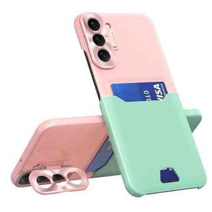For Samsung Galaxy S22+ 5G Two-Color Invisible Lens Holder Phone Case(Pink+Green)