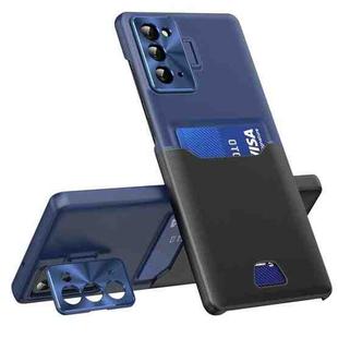 For Samsung Galaxy Note20 Two-Color Invisible Lens Holder Phone Case(Black+Dark Blue)