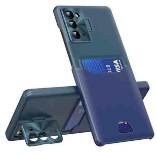 For Samsung Galaxy Note20 Two-Color Invisible Lens Holder Phone Case(Dark Green+Blue)