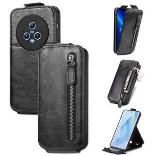 For Honor Magic5 Zipper Wallet Vertical Flip Leather Phone Case(Black)