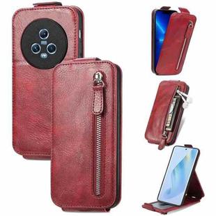 For Honor Magic5 Zipper Wallet Vertical Flip Leather Phone Case(Red)