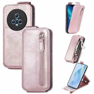 For Honor Magic5 Zipper Wallet Vertical Flip Leather Phone Case(Rose Gold)