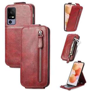 For TCL 40R Zipper Wallet Vertical Flip Leather Phone Case(Red)