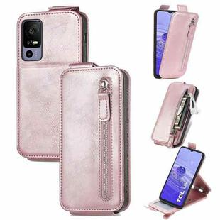 For TCL 40R Zipper Wallet Vertical Flip Leather Phone Case(Rose Gold)