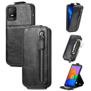 For TCL 403 Zipper Wallet Vertical Flip Leather Phone Case(Black)