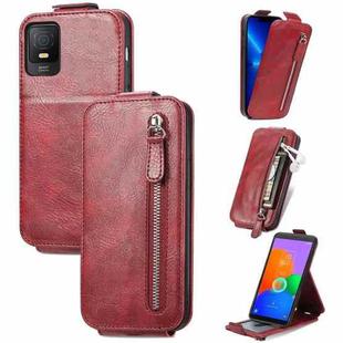 For TCL 403 Zipper Wallet Vertical Flip Leather Phone Case(Red)