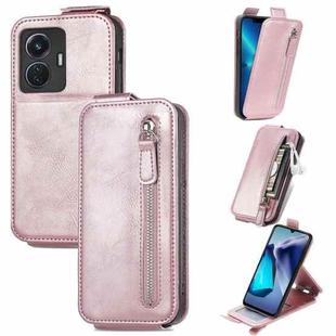 For vivo T1 Zipper Wallet Vertical Flip Leather Phone Case(Rose Gold)