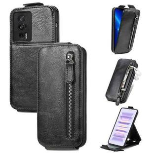 For Xiaomi Redmi K60 Pro Zipper Wallet Vertical Flip Leather Phone Case(Black)