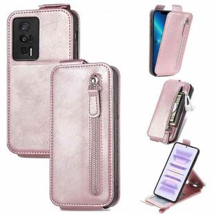 For Xiaomi Redmi K60 Pro Zipper Wallet Vertical Flip Leather Phone Case(Rose Gold)