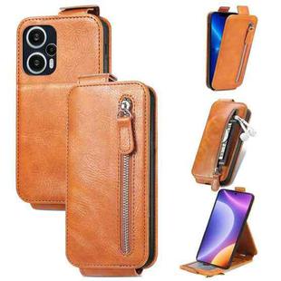 For Xiaomi Redmi Note 12 Turbo Zipper Wallet Vertical Flip Leather Phone Case(Brown)