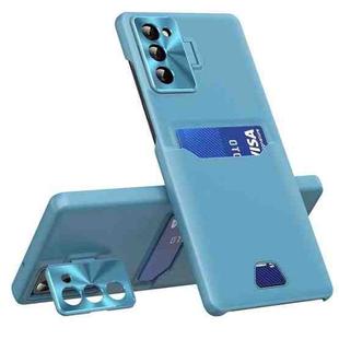 For Samsung Galaxy S23+ 5G Pure Color Invisible Lens Holder Phone Case(Lake Blue)