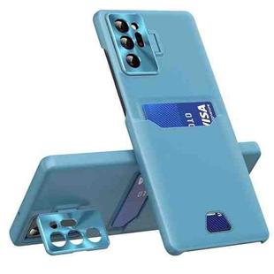 For Samsung Galaxy Note20 Ultra Pure Color Invisible Lens Holder Phone Case(Lake Blue)
