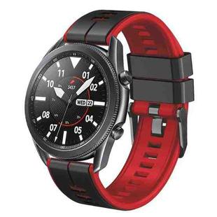 20mm Universal Vertical Line Two-Color Silicone Watch Band(Black+Red)