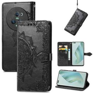 For Honor Magic5 Pro Mandala Flower Embossed Leather Phone Case(Black)