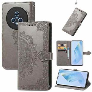 For Honor Magic5 Mandala Flower Embossed Leather Phone Case(Grey)