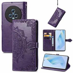 For Honor Magic5 Mandala Flower Embossed Leather Phone Case(Purple)