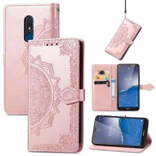 For Nokia C3 Mandala Flower Embossed Leather Phone Case(Rose Gold)