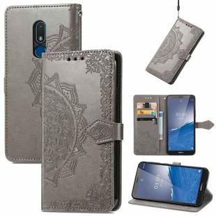 For Nokia C3 Mandala Flower Embossed Leather Phone Case(Grey)