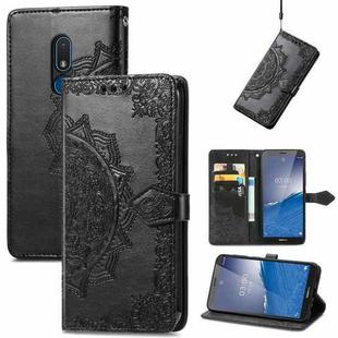 For Nokia C3 Mandala Flower Embossed Leather Phone Case(Black)