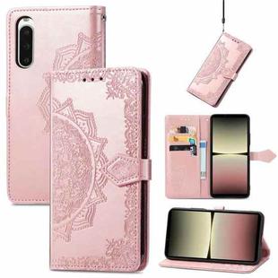 For Sony Xperia 10 IV Mandala Flower Embossed Leather Phone Case(Rose Gold)