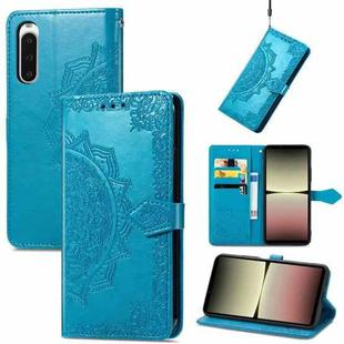 For Sony Xperia 10 IV Mandala Flower Embossed Leather Phone Case(Blue)
