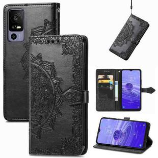 For TCL 40R Mandala Flower Embossed Leather Phone Case(Black)