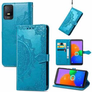 For TCL 403 Mandala Flower Embossed Leather Phone Case(Blue)