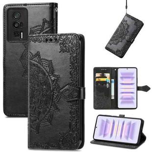 For Xiaomi Redmi K60 Pro Mandala Flower Embossed Leather Phone Case(Black)