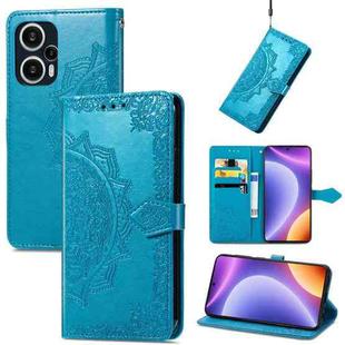 For Xiaomi Redmi Note 12 Turbo Mandala Flower Embossed Leather Phone Case(Blue)