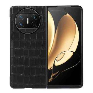 For Huawei Mate X3 Crocodile Texture Genuine Leather Phone Case(Black)