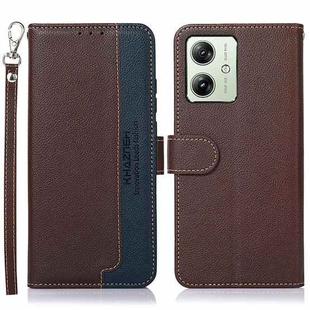 For Motorola Moto G64 5G KHAZNEH Litchi Texture Leather RFID Phone Case(Brown)