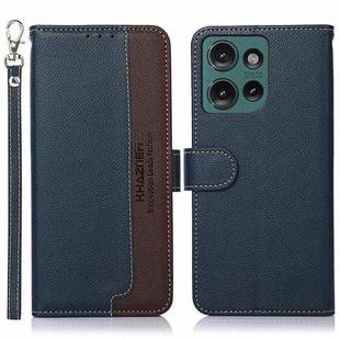 For Motorola Edge 50 KHAZNEH Litchi Texture Leather RFID Phone Case(Blue)