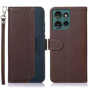 For Motorola Edge 50 KHAZNEH Litchi Texture Leather RFID Phone Case(Brown)