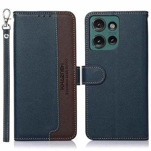 For Motorola Edge 50 Neo KHAZNEH Litchi Texture Leather RFID Phone Case(Blue)